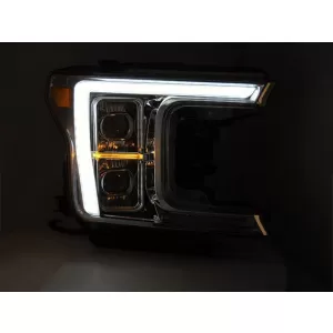 Set di fari a LED tuning adatto per Ford F150 2017-2020 con base cromata, dotato di indicatori di direzione dinamici, sinistro e destro-image-6238449