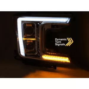 Set di fari a LED tuning adatto per Ford F150 2017-2020 con base cromata, dotato di indicatori di direzione dinamici, sinistro e destro-image-6238450