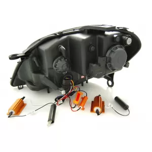 Set di fari tuning adatto per Mercedes ML W164 2005-2008 con base cromata, sinistro e destro-image-6238466