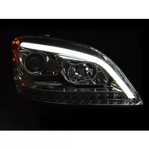 Set di fari tuning adatto per Mercedes ML W164 2005-2008 con base cromata, sinistro e destro-image-6238467