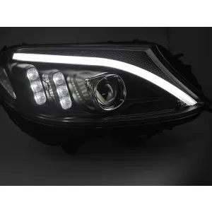 Set di fari a LED adatto per Mercedes C-Class W205 2014-2018 con base nera, sinistro e destro, per il modello con fari alogeni standard-image-6238476