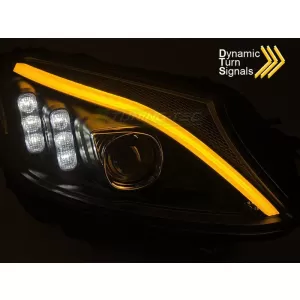 Set di fari a LED adatto per Mercedes C-Class W205 2014-2018 con base nera, sinistro e destro, per il modello con fari alogeni standard-image-6238477
