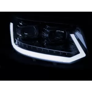 T6 tuning headlight set suitable for Volkswagen T5 2010-2015 with chrome base, left and right