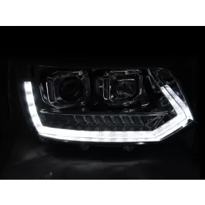 Tuning headlight set suitable for VW T5 2010-2015 with chrome base, left and right