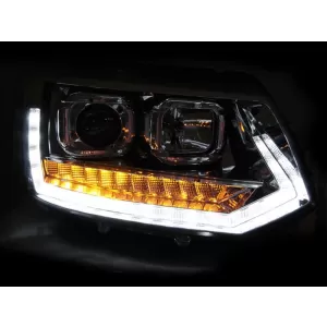 Tuning headlight set suitable for VW T5 2010-2015 with chrome base, left and right