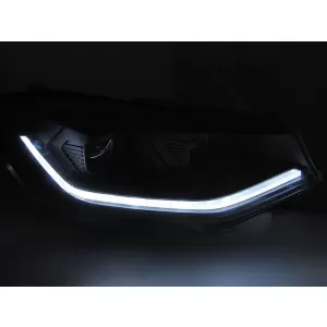 DRL headlight tuning kit suitable for Volkswagen Caddy after 2020 with black base, left and right, for the model with factory daytime running lights and halogen headlights.