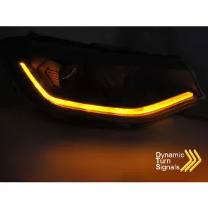 DRL headlight tuning kit suitable for Volkswagen Caddy after 2020 with black base, left and right, for the model with factory daytime running lights and halogen headlights.