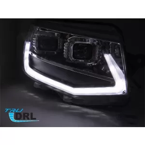 Set di fari a LED tuning adatto per Volkswagen T6 2015-2019 con base nera, per il modello con luci DRL di fabbrica, sinistro e destro-image-6238790