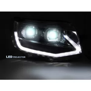 Set di fari a LED tuning adatto per Volkswagen T6 2015-2019 con base nera, per il modello con luci DRL di fabbrica, sinistro e destro-image-6238791