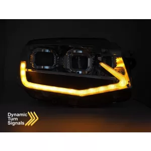 Set di fari a LED tuning adatto per Volkswagen T6 2015-2019 con base nera, per il modello con luci DRL di fabbrica, sinistro e destro-image-6238792
