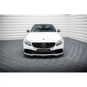 Spoiler Maxton Design versione 2 adatto per paraurti anteriore A Design su Mercedes C63 W205 berlina, S205 station wagon 2015-2018, laccato nero-image-6238861