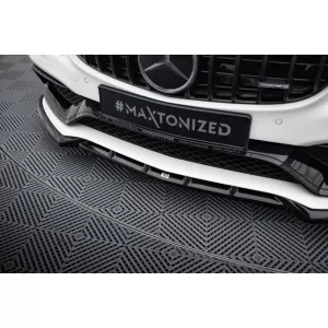 Spoiler Maxton Design versione 2 adatto per paraurti anteriore A Design su Mercedes C63 W205 berlina, S205 station wagon 2015-2018, laccato nero-image-6238862
