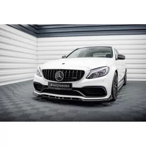 Spoiler Maxton Design versione 2 adatto per paraurti anteriore A Design su Mercedes C63 W205 berlina, S205 station wagon 2015-2018, laccato nero-image-6238863