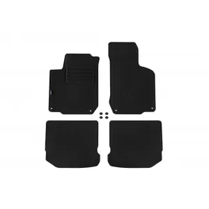 Mochete din covor cu două straturi, potrivite pentru Seat Toledo, Leon 1999-2005, din țesătură Rex, set de 4 bucăți, negru