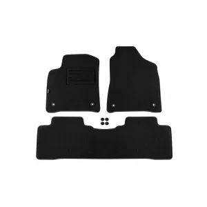 Covorașe de podea din mochetă cu două straturi, potrivite pentru Ssangyong Korando 2010-2019, din țesătură Rex, set de 4 bucăți, negru