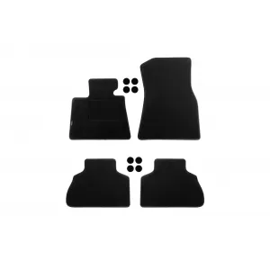 Double-layer carpet floor mats suitable for BMW X5 G05 after 2018, set of 4 pieces, black