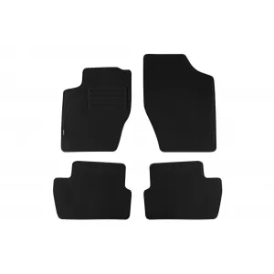 Covorașe de podea din mochetă cu două straturi, potrivite pentru Peugeot 307 hatchback, break 2001-2007, set de 4 bucăți, negru