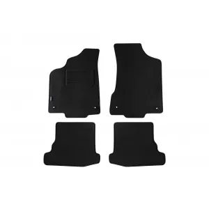 Mochete de podea din covor cu două straturi, potrivite pentru VW Polo 2000-2001, din țesătură Rex, set de 4 bucăți, negru
