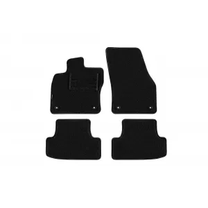 Mochete de podea din carpetă cu două straturi, potrivite pentru VW T-Roc după 2017, din țesătură Rex, set de 4 bucăți, negru