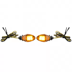 Motorcycle LED Mini Turn Signals Custom Drop Style Mini Indicators Chrome with E-Mark