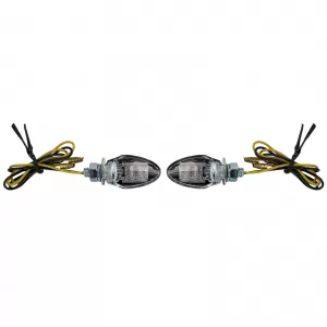 Motorcycle LED Mini Turn Signals Custom Drop Style Mini Indicators Chrome with E-Mark