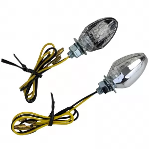 Motorcycle LED Mini Turn Signals Custom Drop Style Mini Indicators Chrome with E-Mark