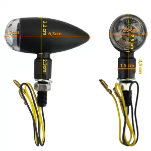 Motorcycle LED Micro Indicator Bullet Custom Mini Indicator Black with E-Mark