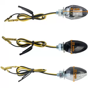 Motorcycle LED Mini Turn Signals Custom Drop Style Mini Indicators Black + E-Mark