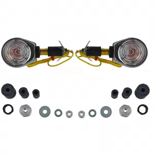 Motorcycle bull's-eye indicators handlebar end indicators chrome clear with E-mark