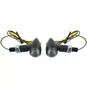 Motorcycle LED Mini Turn Signal Bullet Aluminum Mini Indicator Black with E-Mark
