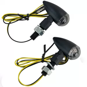 Motorcycle LED Mini Turn Signal Bullet Aluminum Mini Indicator Black with E-Mark