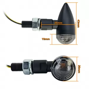 Motorcycle LED Mini Turn Signal Bullet Aluminum Mini Indicator Black with E-Mark