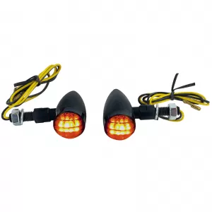 Motorcycle LED Universal Mini Turn Signal Bullet Black Smoked Glass with E-Mark