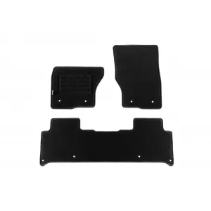 Mochete de podea din carpetă cu două straturi, potrivite pentru Land Rover Discovery după 2017, din țesătură Rex, set de 3 bucăți, negru