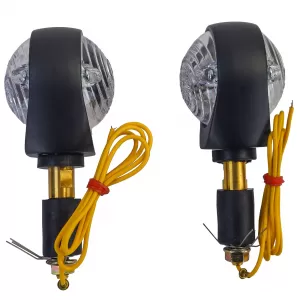Motorcycle bull’s eye indicators handlebar end indicators black clear with E-mark