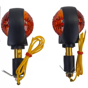 Motorcycle ox-eye indicators handlebar end indicators black yellow with E-mark