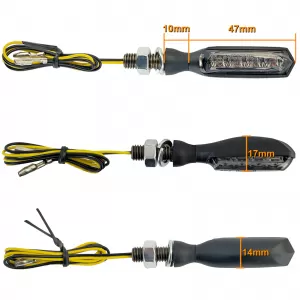 Motorcycle LED Mini Indicator AMP Black Smoked Glass Universal with E-Mark