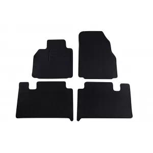 Mochete de podea din covor cu două straturi, potrivite pentru Renault Grand Scenic 2004-2009, din țesătură Rex, set de 4 bucăți, negru