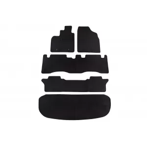 Mochete de podea din carpetă cu două straturi, potrivite pentru Toyota Avensis Verso 2001-2009, din țesătură Rex, set de 5 bucăți, negru