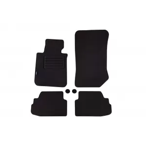 Tălpi de mochetă cu două straturi de la Petex, țesătură Rex potrivită pentru BMW seria 1 E81, E82 coupe 2007-2014, 3 uși, set de 4 bucăți, negru