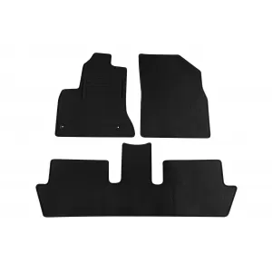 Mochete de podea din carpetă cu două straturi, potrivite pentru Citroen C4 Picasso 2006-2013, 5 locuri, set de 3 bucăți, negre, de la Petex, țesătură Rex.