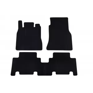 Mochete de podea din carpetă cu două straturi, potrivite pentru Mercedes A class W168 2001-2004, din țesătură Rex, set de 3 piese, negru