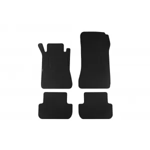 Mochete de podea din carpetă cu două straturi, potrivite pentru Mercedes CLK C209 2002-2009, din țesătură Rex, set de 4 bucăți, negru