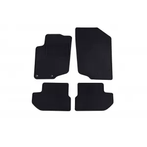 Covorașe de podea din mochetă cu două straturi, potrivite pentru Peugeot 207 CC 2007-2014, din țesătură Rex, set de 4 bucăți, negre