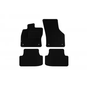 Mochete de podea din covor cu două straturi, potrivite pentru Seat Leon hatchback, estate 2012-2020, din țesătură Rex, set de 4 bucăți, negru
