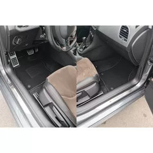 Mochete de podea din covor cu două straturi, potrivite pentru Seat Leon hatchback, estate 2012-2020, din țesătură Rex, set de 4 bucăți, negru-image-6240457