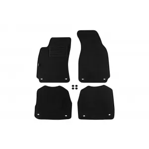 Mochete de podea din carpetă cu două straturi, potrivite pentru Skoda Superb 2002-2008, din țesătură Rex, set de 4 bucăți, negru