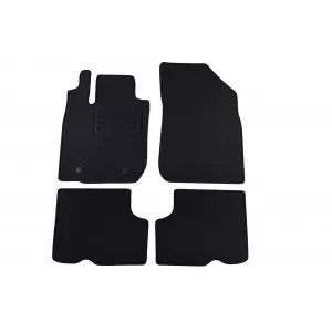 Covorase de podea din două straturi, potrivite pentru Dacia Duster 4X2 2010-2013, din țesătură Rex, set de 4 bucăți, negre