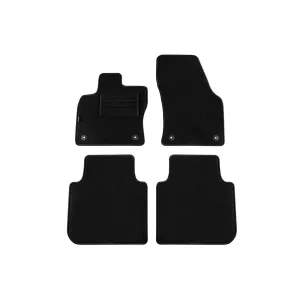 Mochete de podea din două straturi, potrivite pentru Skoda Karoq după 2017, din țesătură Rex, set de 4 bucăți, negru