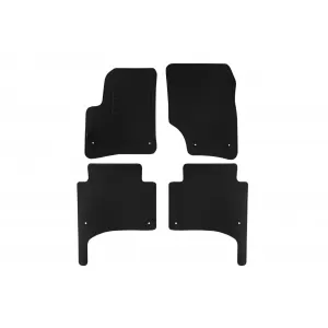 Mochete de podea din carpetă cu două straturi, potrivite pentru VW Touareg 2002-2010, din țesătură Rex cu deschideri rotunde, set de 4 bucăți, negru